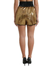 Dolce & Gabbana Metallic Gold Shirred High Waist Hot Pants Shorts.