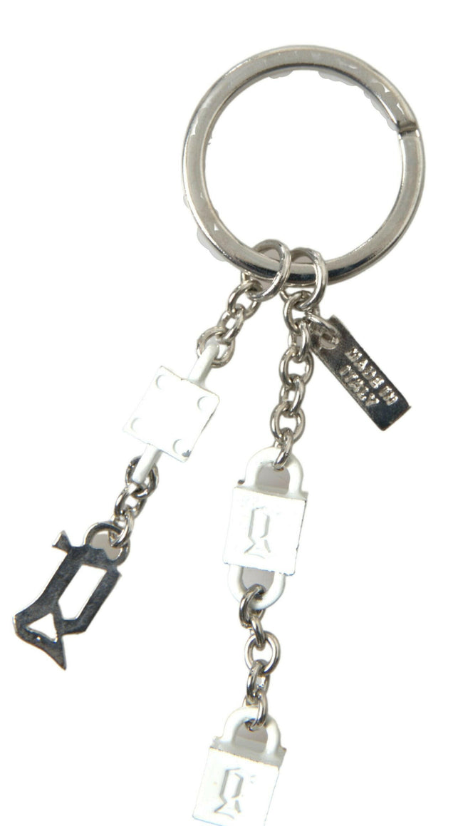Dolce & Gabbana Silver Tone Metal DG Logo Engraved Keyring Keychain - GENUINE AUTHENTIC BRAND LLC  