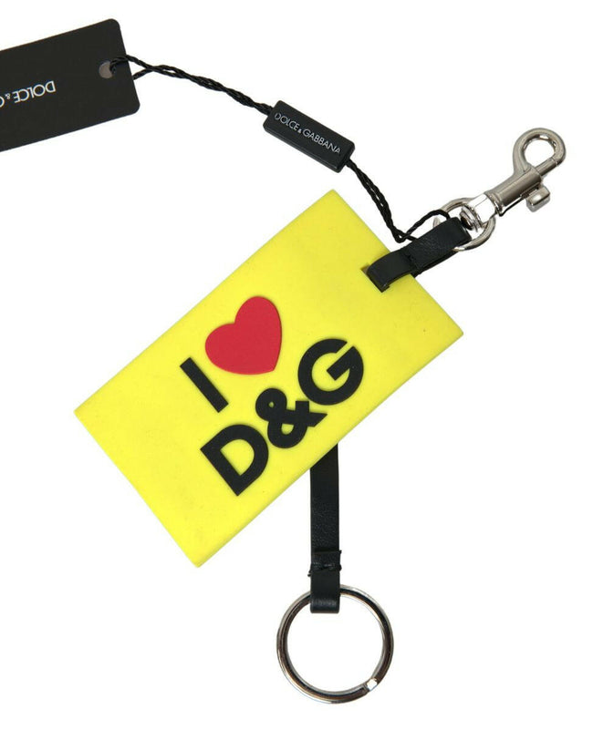 Dolce & Gabbana Yellow Silicone DG Logo Gold Brass Keyring Keychain - GENUINE AUTHENTIC BRAND LLC  