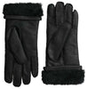 Dolce & Gabbana Black Leather Fur Short Hands Mitten Men Gloves - GENUINE AUTHENTIC BRAND LLC  