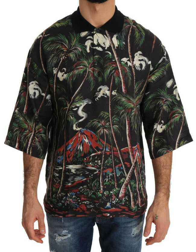 Dolce & Gabbana Black Volcano Sicily Short Sleeve T-Shirt - GENUINE AUTHENTIC BRAND LLC  
