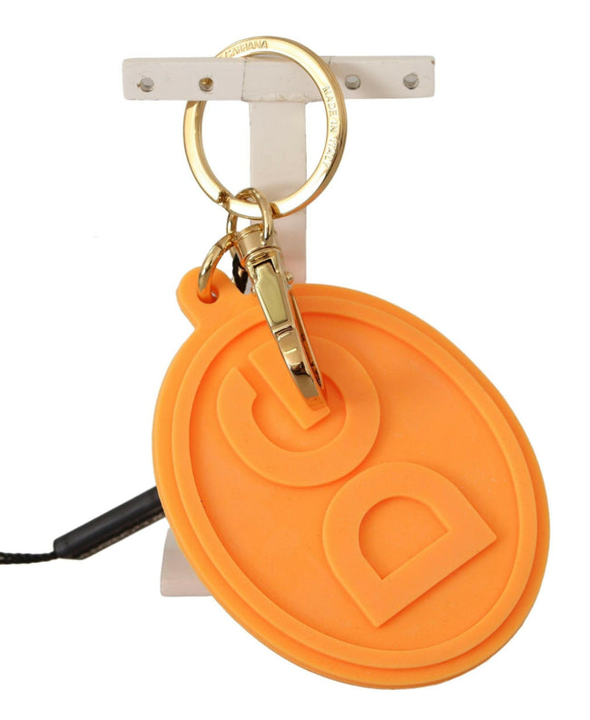 Dolce & Gabbana Orange Rubber DG Logo Gold Brass Metal Keychain - GENUINE AUTHENTIC BRAND LLC  