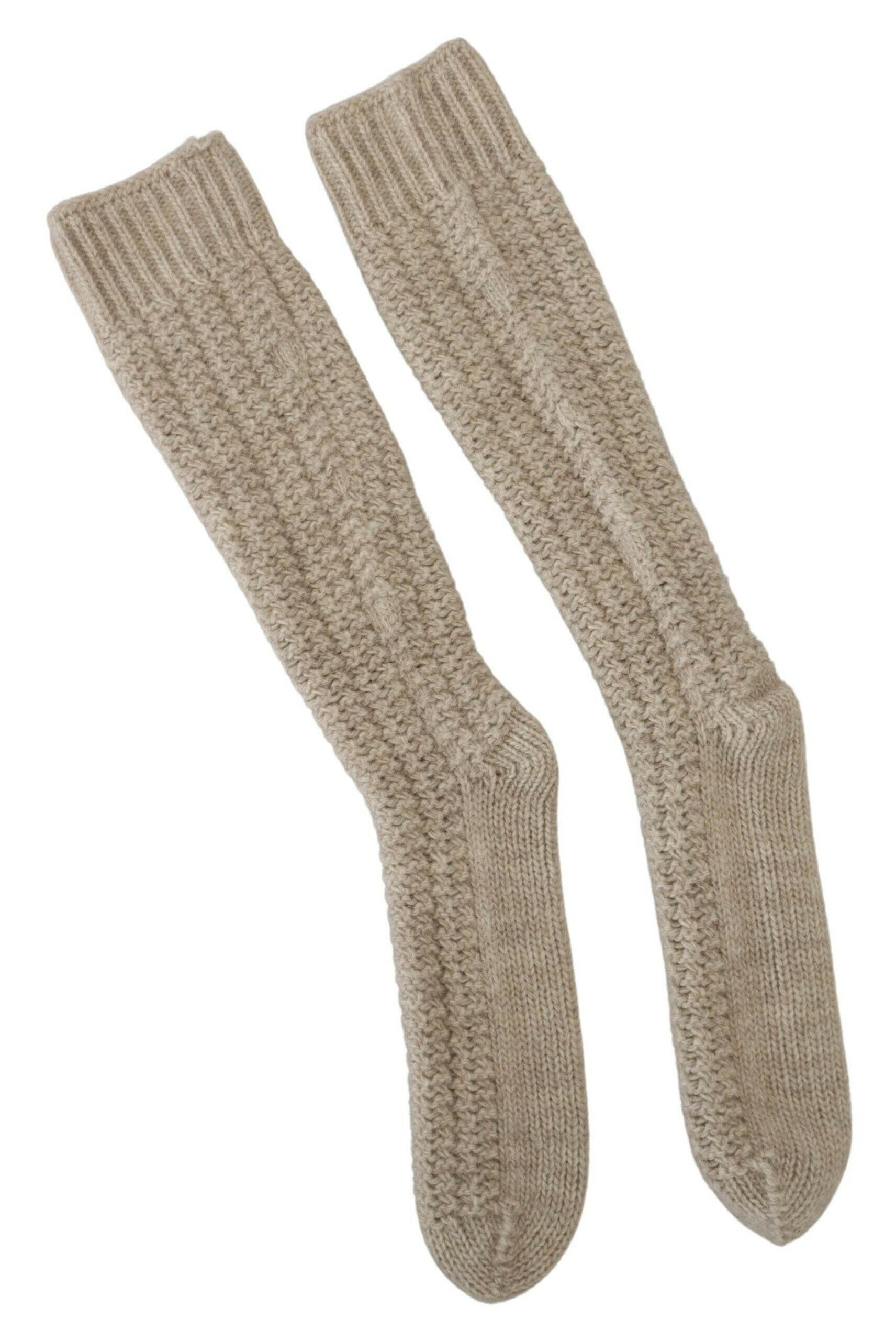 Dolce & Gabbana Beige Wool Knit Calf Long Women Socks - GENUINE AUTHENTIC BRAND LLC  