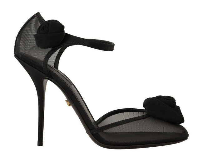 Dolce & Gabbana Black Mesh Ankle Strap High Heels Pumps Shoes - GENUINE AUTHENTIC BRAND LLC  