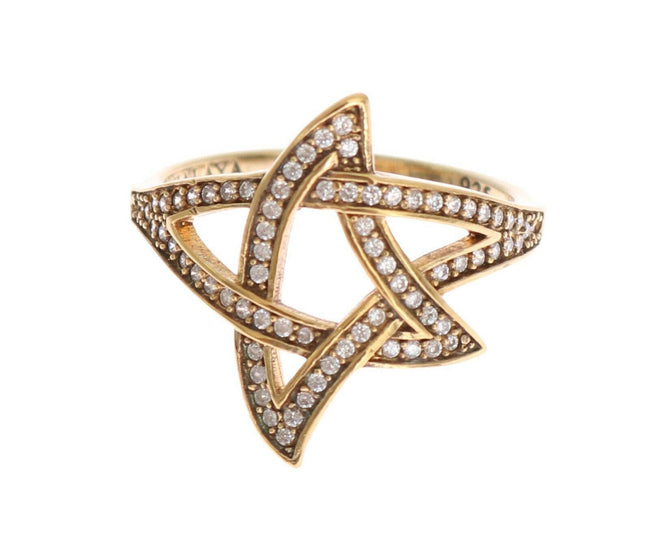 Nialaya Gold Star Clear CZ Gold 925 Silver Ring - GENUINE AUTHENTIC BRAND LLC  