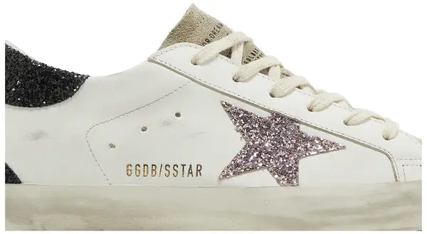 Golden Goose Wmns Superstar 'White Mauve Pink Glitter' Distressed Suede Sneaker