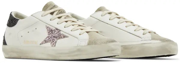 Golden Goose Wmns Superstar 'White Mauve Pink Glitter' Distressed Suede Sneaker
