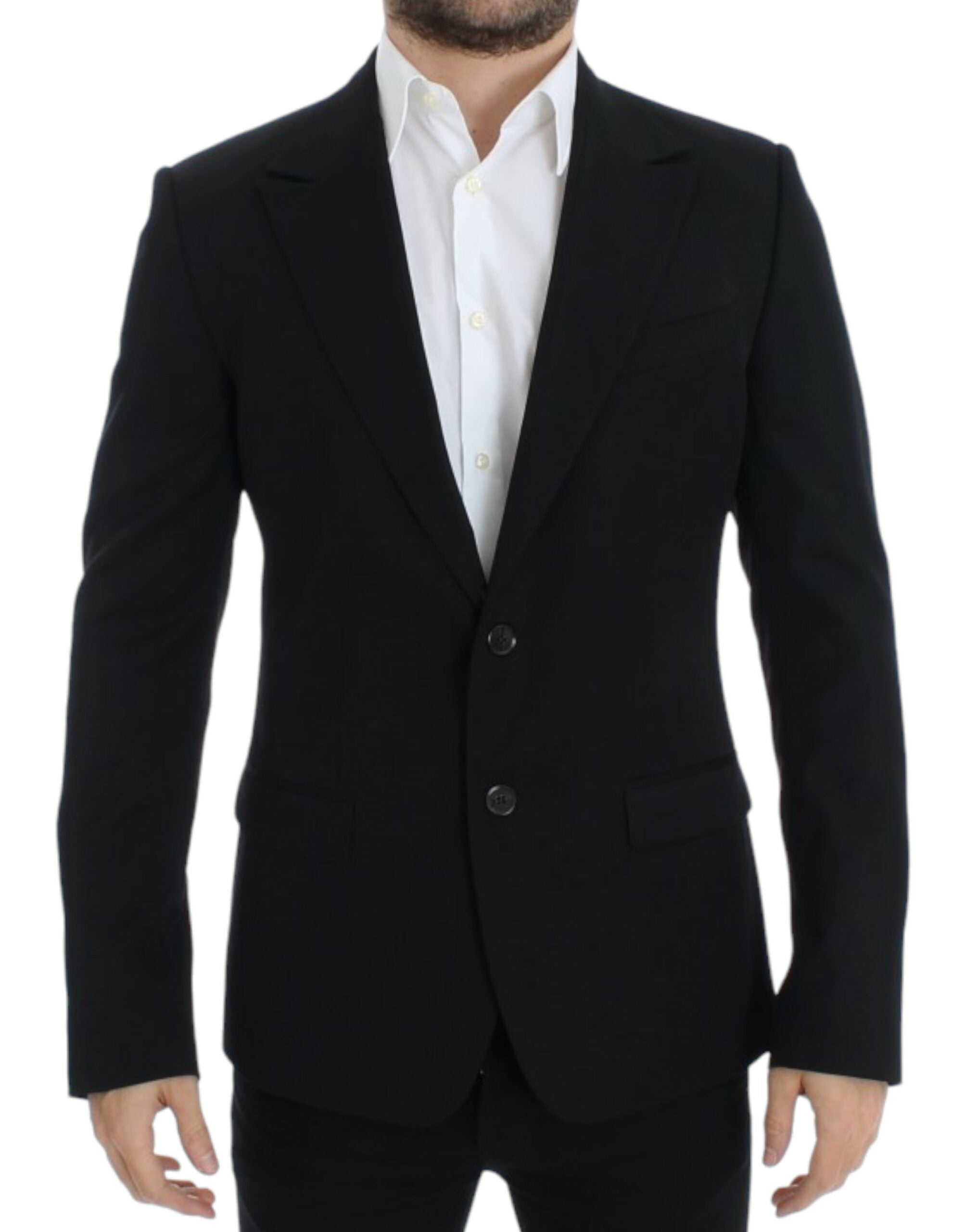 Dolce & Gabbana Eleganter Slim Fit-Blazer aus schwarzer Wolle
