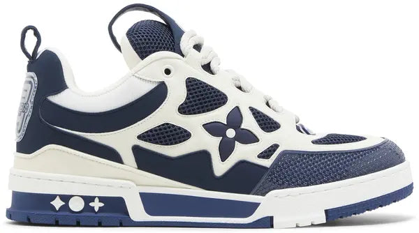 Louis Vuitton Skate Sneaker 'Marine' in blue mesh with padded collar and monogram detailing.