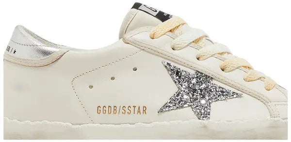 Golden Goose Women's Superstar 'White Silver Glitter' Distressed Leather Sneaker