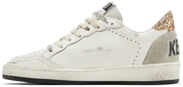 Golden Goose Wmns Ballstar 'White Black Gold Ice' Leather Distressed Sneaker