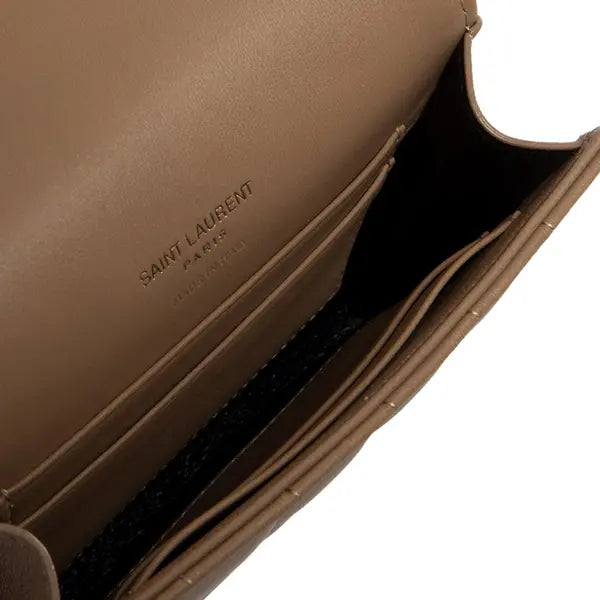 Saint Laurent Cassandre Quilted Leather Wallet 'Dark Caramel' for Women