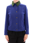 Andrea Incontri Elegant Blue Wool Jacket with Removable Collar