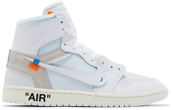 Virgil Abloh Archive x Air Jordan 1 Alaska all white leather sneaker with deconstructed panels.
