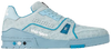 Tyler, the Creator x Louis Vuitton Trainer 'Blue' 2024 sneaker with pastel blue nubuck upper, embossed Monogram, handwritten branding, and rubber cupsole.

