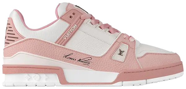 Louis Vuitton Trainer 'Pink' 2024 all-pink leather sneaker with monogram outsole and tonal branding.
