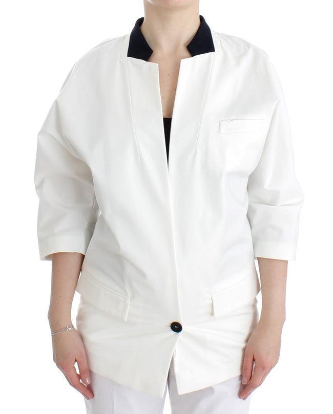 Andrea Pompilio Elegante blazer blanco de mezcla de algodón