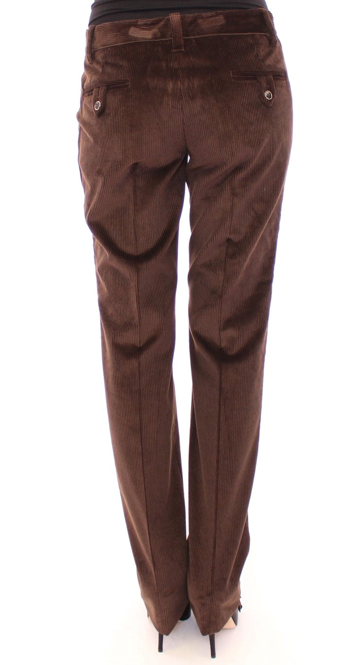 Dolce & Gabbana Pantalones casuales de pana marrón con logo recto