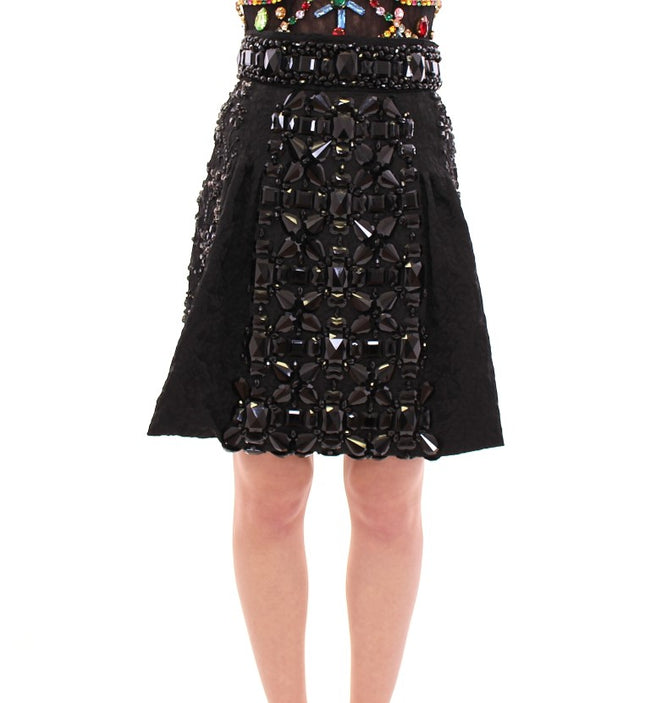 Dolce & Gabbana Falda negra obra maestra con adornos de cristal
