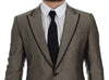 Dolce & Gabbana Elegant Brown Silk Two-Button Slim Blazer