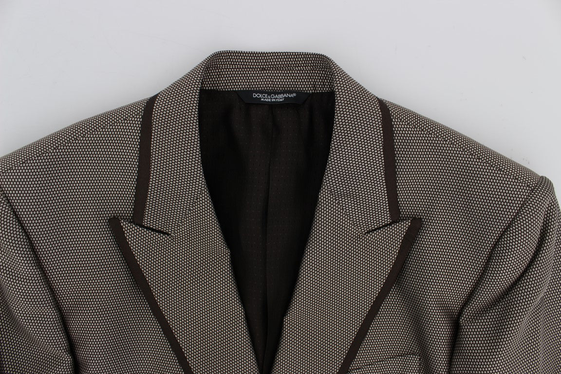 Dolce & Gabbana Elegant Brown Silk Two-Button Slim Blazer