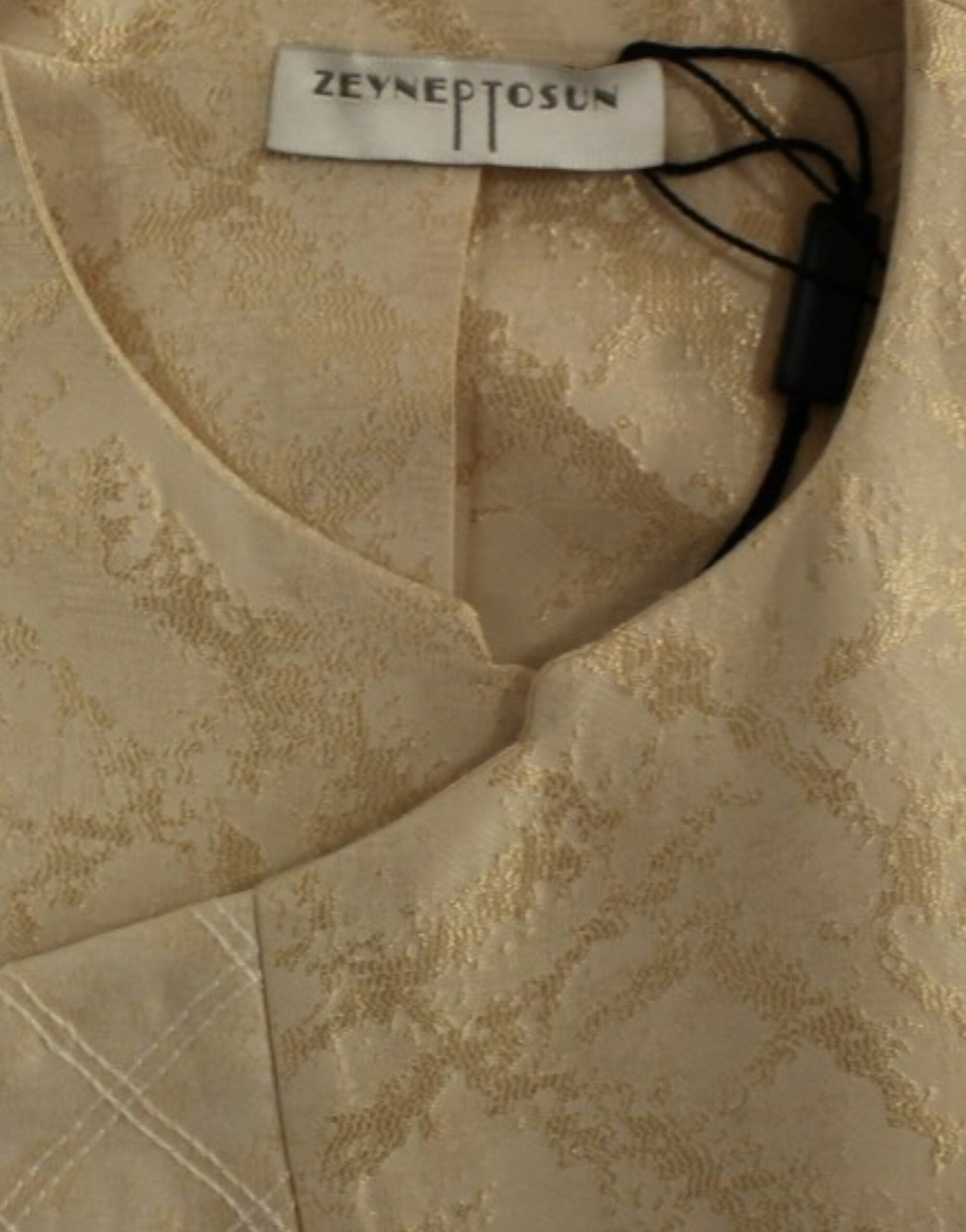 Zeyneptosun Chaqueta sin mangas brocado beige