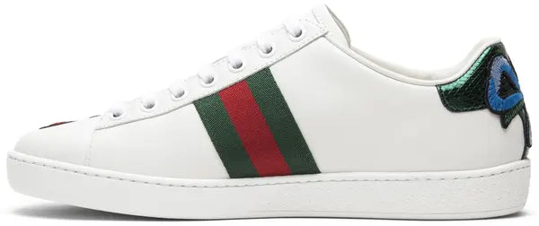 Gucci Women's Ace Embroidered Floral White Leather Sneaker