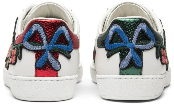 Gucci Wmns Ace Embroidered 'Floral' White Leather Sneaker with Floral Motif
