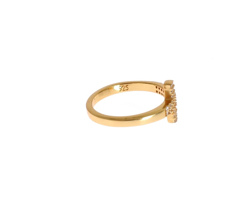 Nialaya Eleganter vergoldeter Sterlingsilber-Ring mit Zirkonia