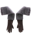Dolce & Gabbana Elegant Gray Mink Fur Leather Elbow Gloves