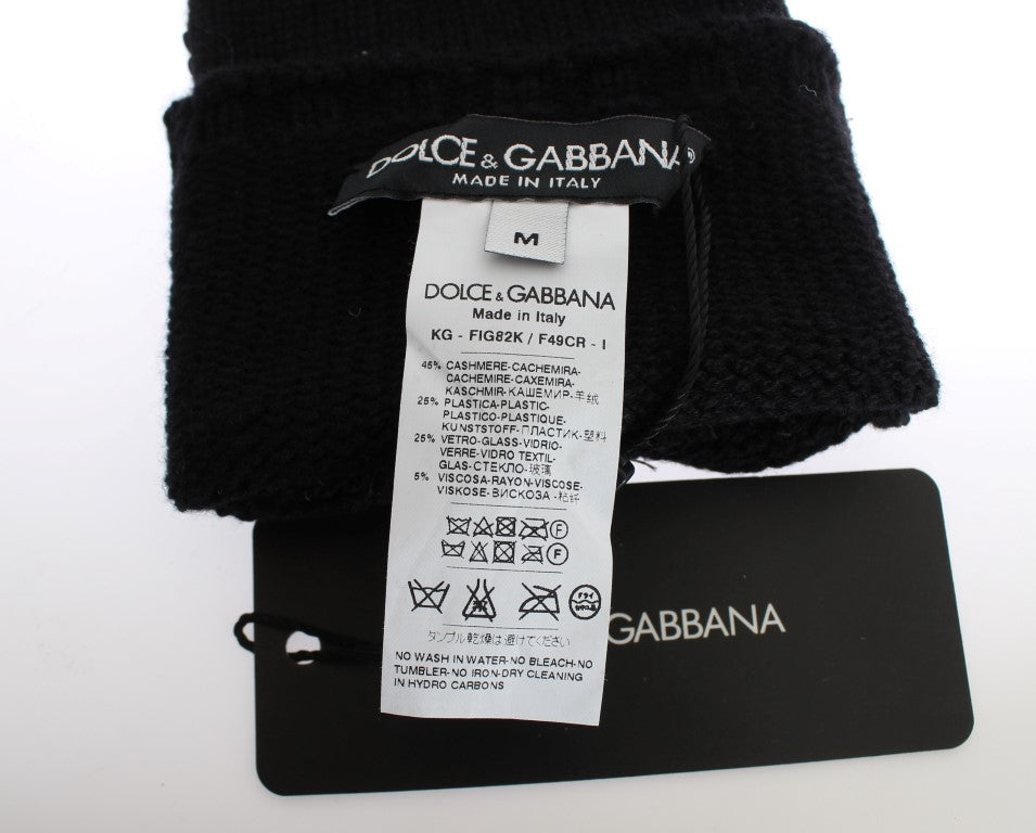Dolce & Gabbana Fingerlose Handschuhe aus Kaschmir mit Paillettenverzierung