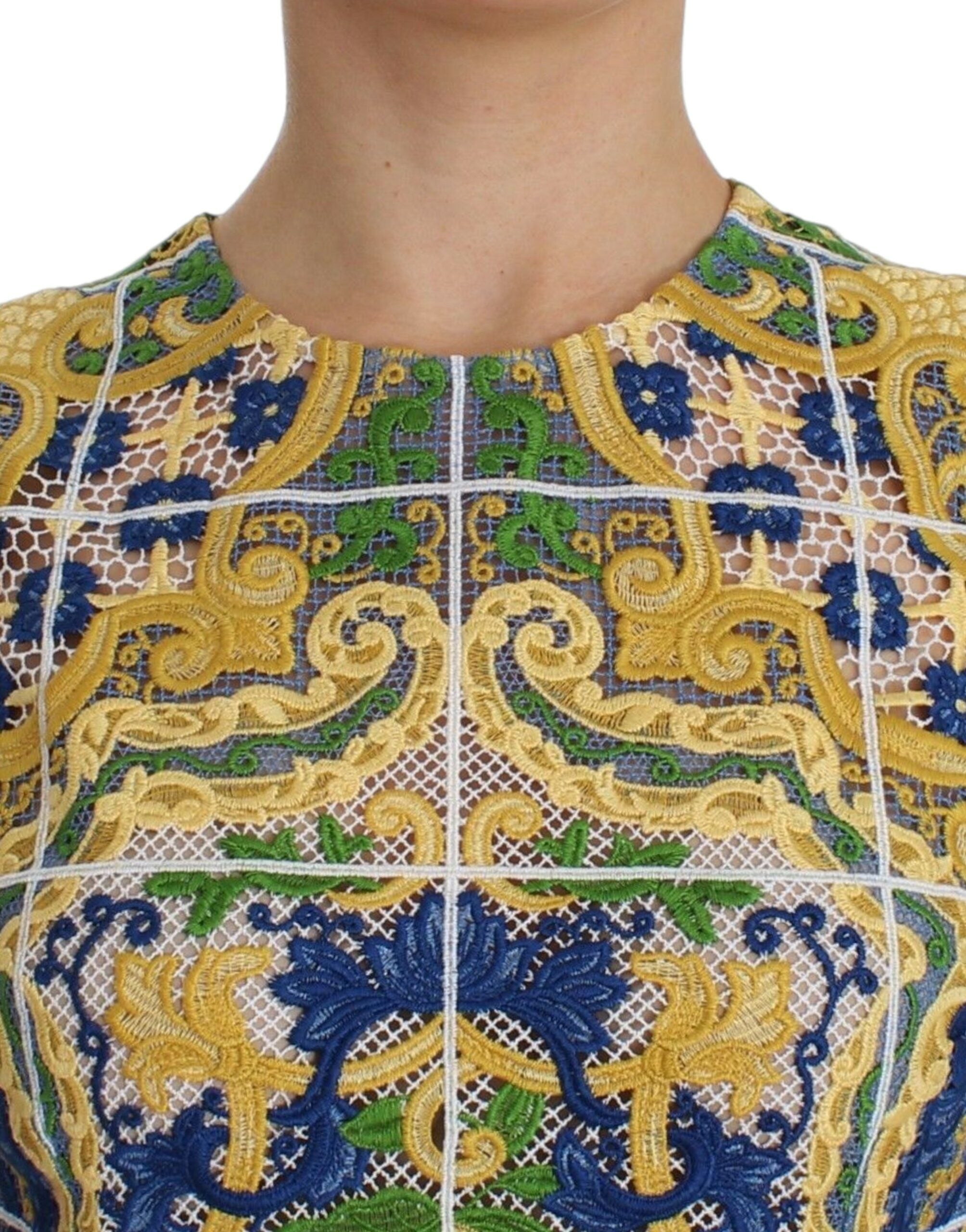 Dolce & Gabbana Majolica Embroidered Sleeveless Elegance