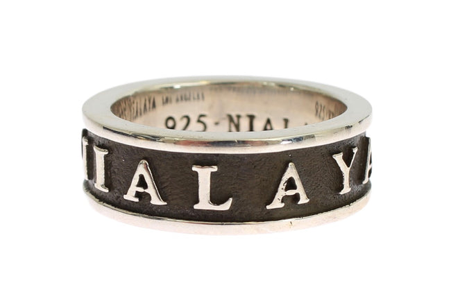 Nialaya Eleganter Sterling-Ring für Herren in Silber und Schwarz