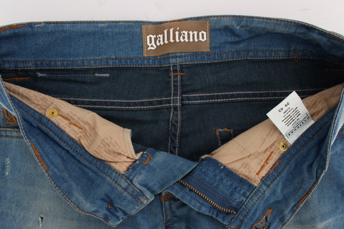 John Galliano Sleek Blue Slim Fit Designer Jeans