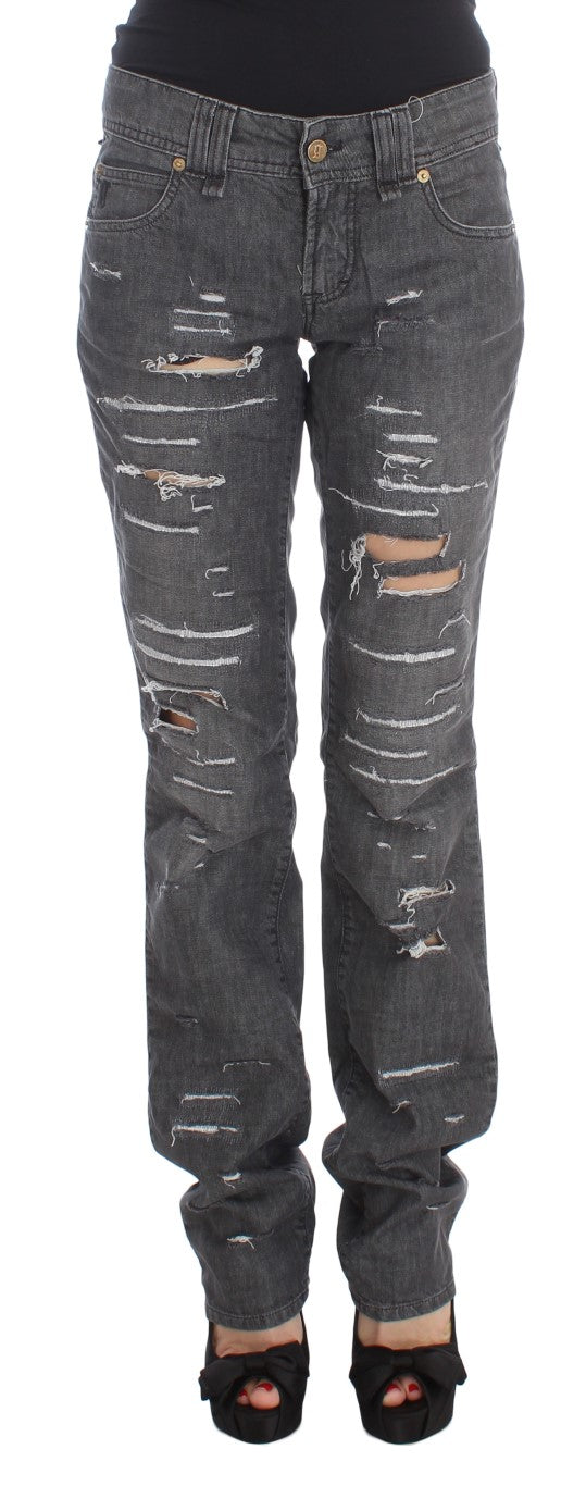 John Galliano – Schicke, gerade geschnittene Jeans in grauer Waschung