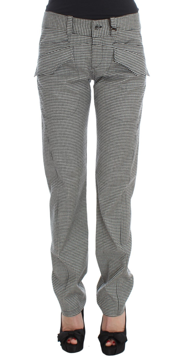Ermanno Scervino Chic Checkered Black & White Regular Fit Pants