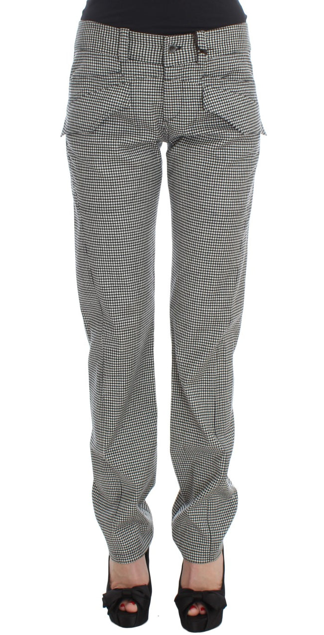 Ermanno Scervino Pantalones elegantes de corte estándar a cuadros en blanco y negro