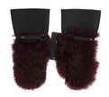 Dolce & Gabbana Elegant Black & Bordeaux Leather Gloves