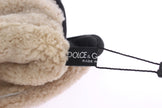 Dolce & Gabbana – Elegante, mit Nieten besetzte, graue Lammfellhandschuhe aus Wolle