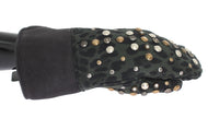 Dolce & Gabbana Elegantes guantes de lana de oveja gris con tachuelas