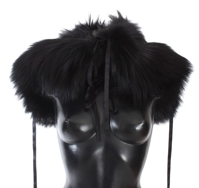 Dolce & Gabbana Bufanda con cuello y hombros cruzados de piel de zorro negra
