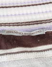 Ermanno Scervino Striped V-Neck Knit Top with Lace Hem