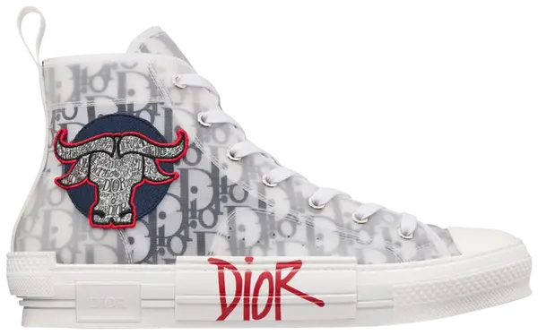 Shawn Stussy x Dior B23 High 'Ox Head Embroidery Patch' Sneakers for Men