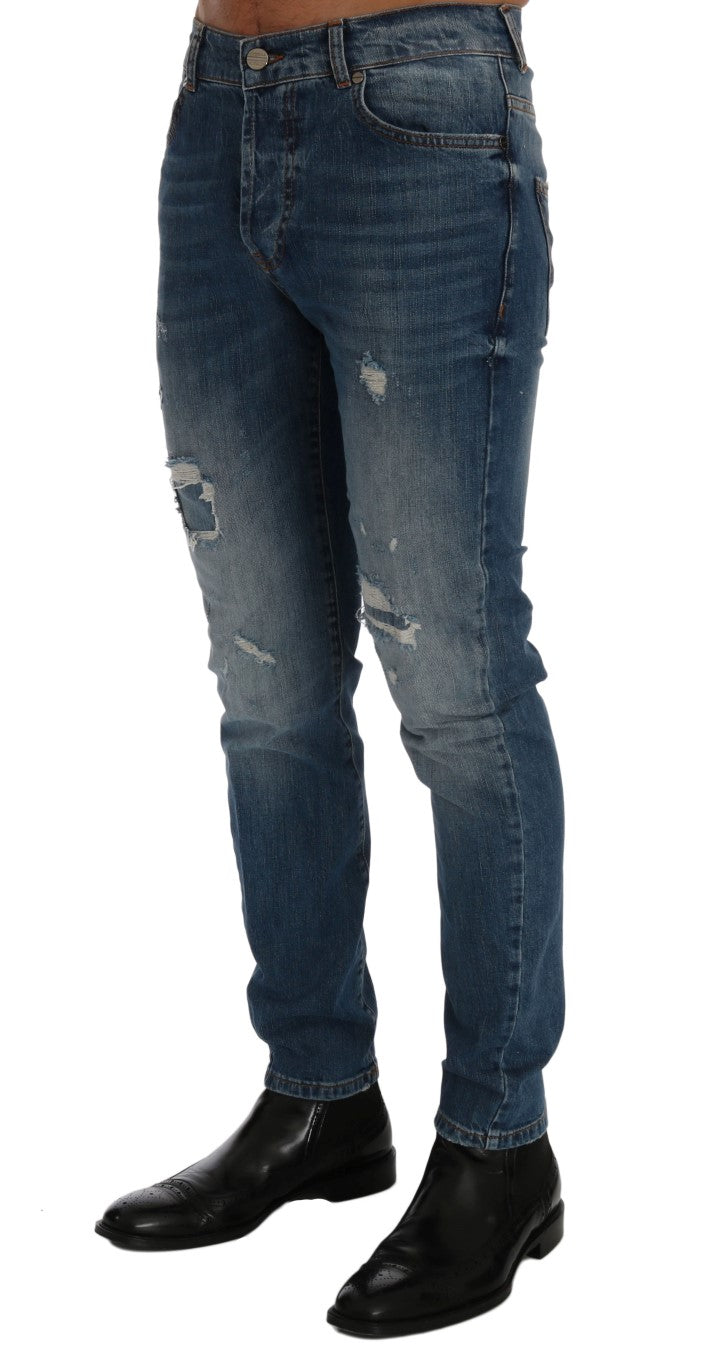 Frankie Morello Svelte Italian Denim - Slim Fit Blue Jeans