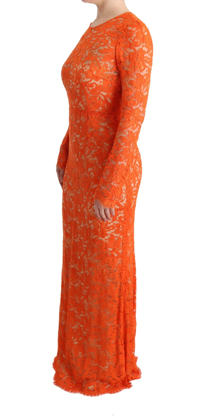 Dolce & Gabbana Elegante vestido tubo naranja de manga larga y largo completo