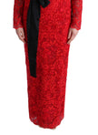 Dolce & Gabbana Elegant Red Sheath Dress with Silk Bow Belt