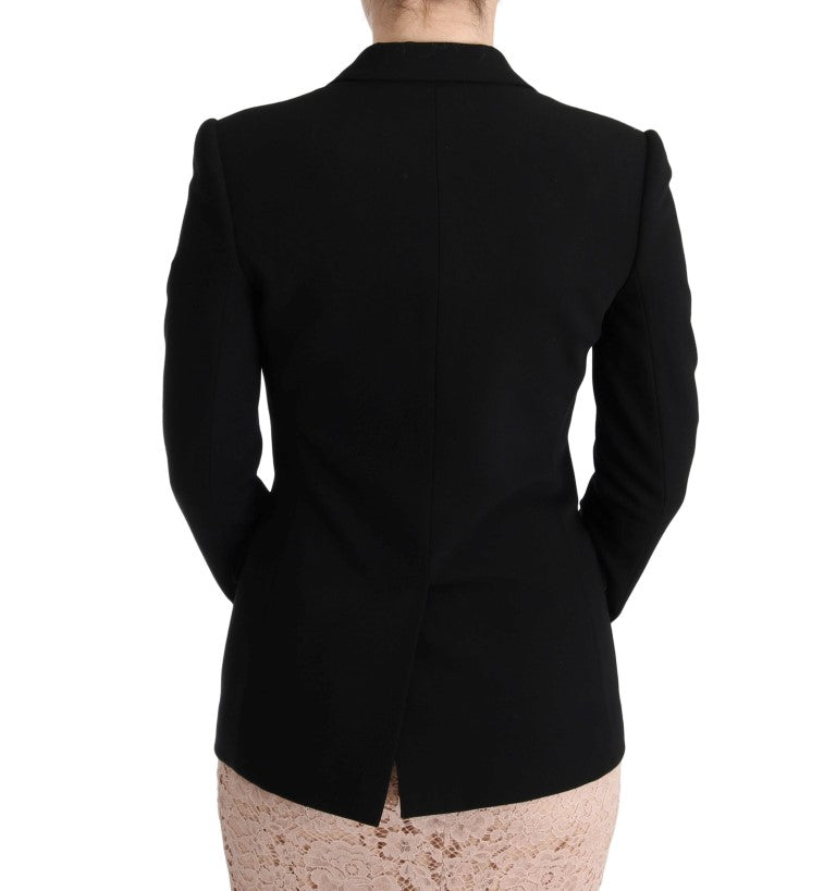 Dolce & Gabbana – Eleganter, schwarzer Jacquard-Blazer im Slim Fit