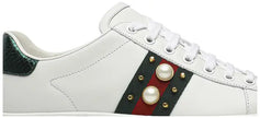 Gucci Wmns Ace Studded 'White' Leather Sneaker with Silver-Tone Spike Detailing