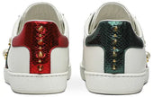 Gucci Wmns Ace Studded 'White' Leather Sneaker with Silver-Tone Spike Detailing