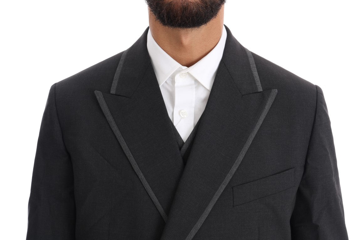 Dolce & Gabbana Elegante traje gris de lana con doble botonadura